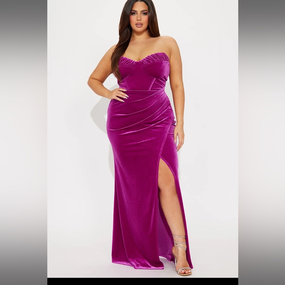 Fashion Nova Cassie Gown Rasberry Velvet